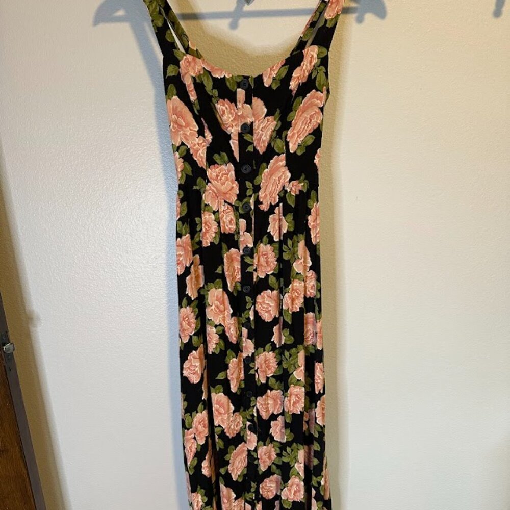Reformation Saltillo Black Floral Midi Dress